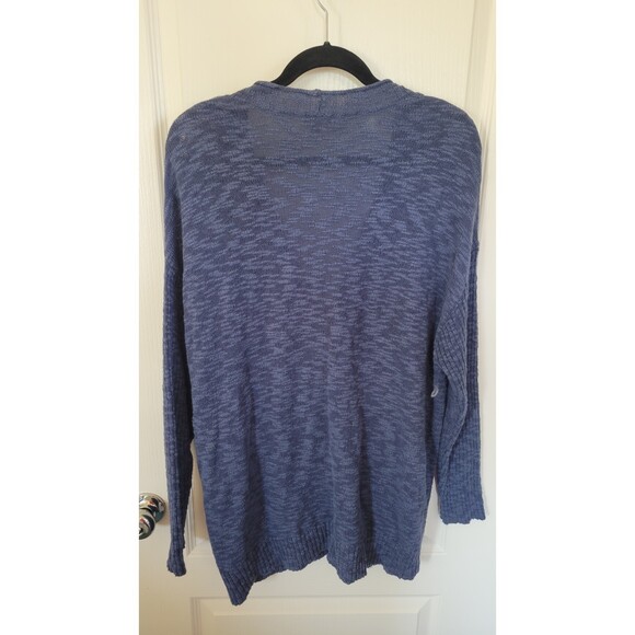 J. Jill Button Front Long Sleeve Blue Textured Knit Cardigan - Picture 2 of 4